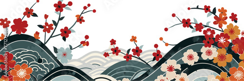 vector patern red and black, japanese style