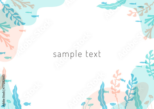 海草と海の生き物のフレーム