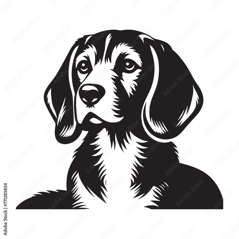 Vector Silhouette Illustration of a Beagle Dog - Perfect for Pet Lovers and Designers- Beagle Black Vector Stock.