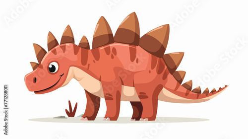 Cartoon little stegosaurus on white background 