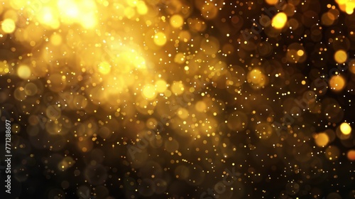 Golden sparkling lights dark background