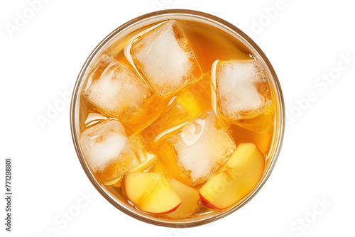 Apple juice with ice cubes in a glass isolated on transparent background Remove png, Clipping Path, pen tool © Vector Nazmul