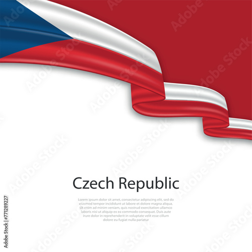Waving ribbon with flag of Czech Republic