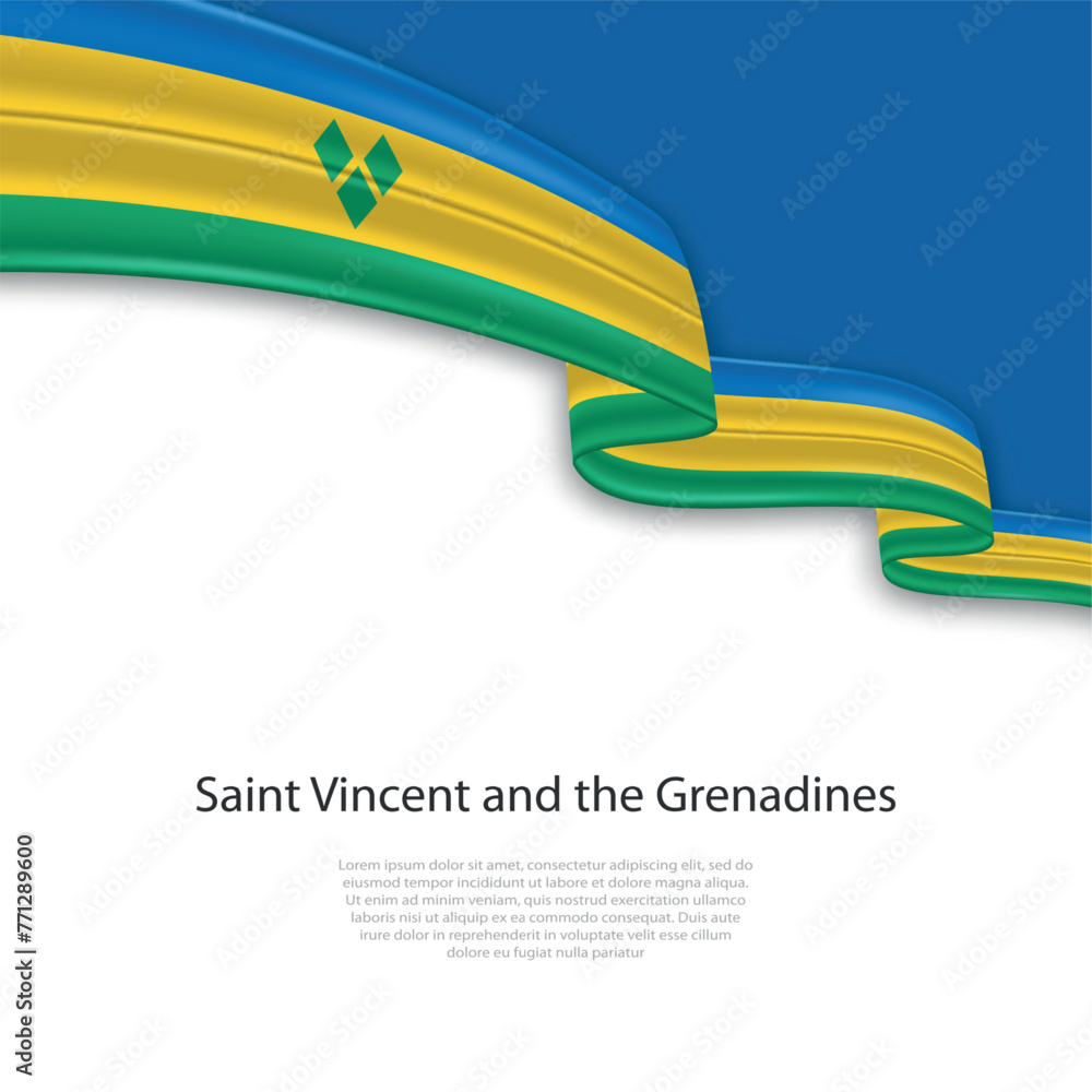 Fototapeta premium Waving ribbon with flag of Saint Vincent and the Grenadines
