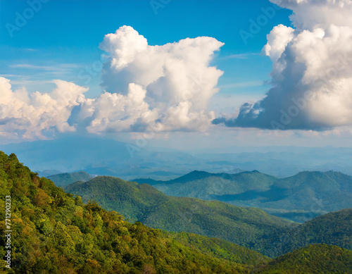 beautiful fantasy pastel clouds againt with top of hill as paradise background photo