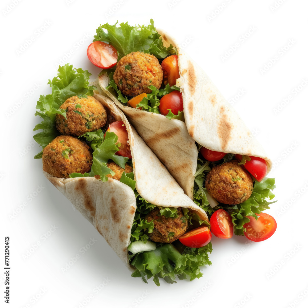 Classic Falafel Pita Sandwich with Cherry Tomatoes and Crisp Lettuce