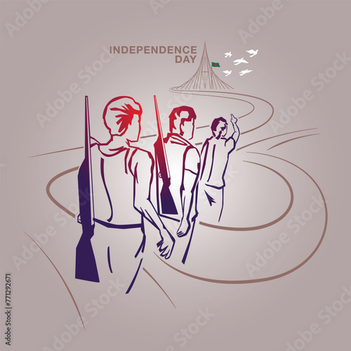 26th March happy Independence day of Bangladesh" Vector illustration. Independence Day of Bangladesh, 26 March, national memorial, flag, nation, illustration, vector art. Freedom Fighter.