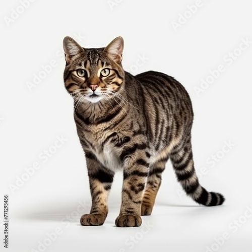 Tiger cat isolated on white background