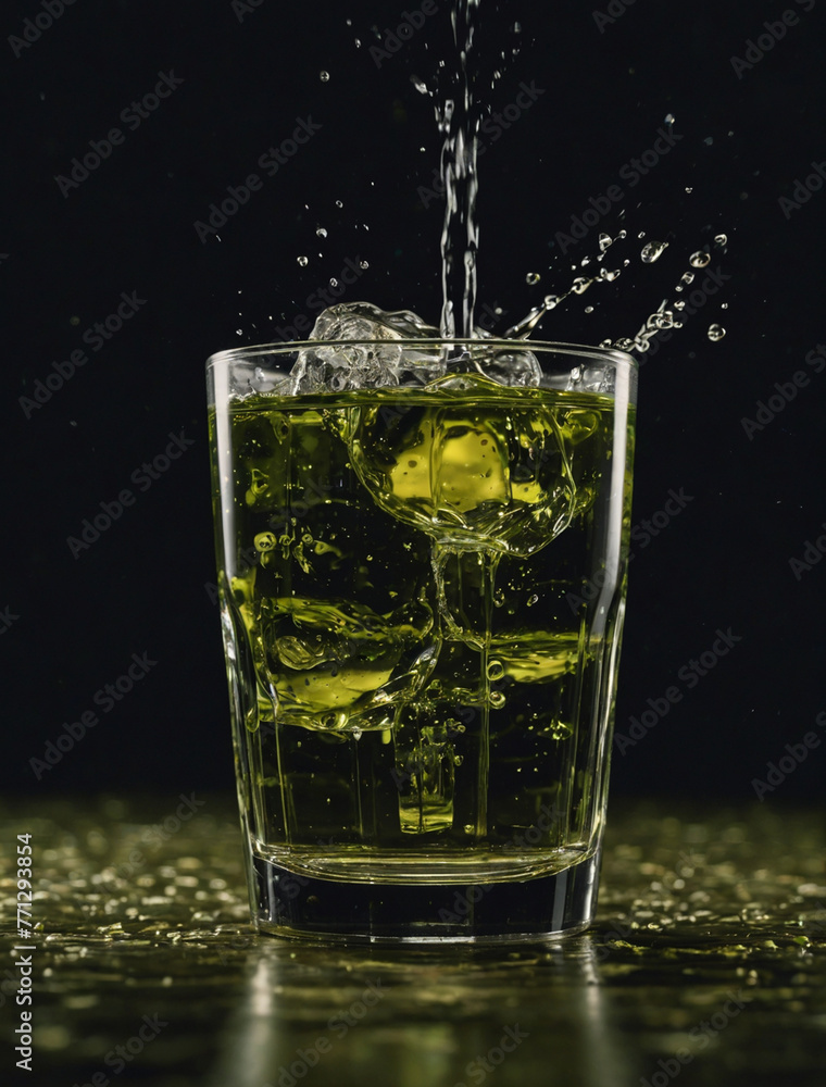 glass of water with ice tea glass of water with ice tea