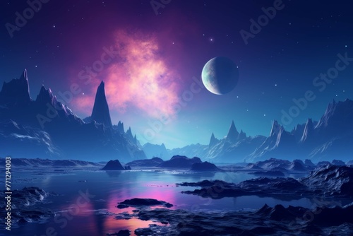 A shot of a distant planet with a bright and vibrant atmosphere photo