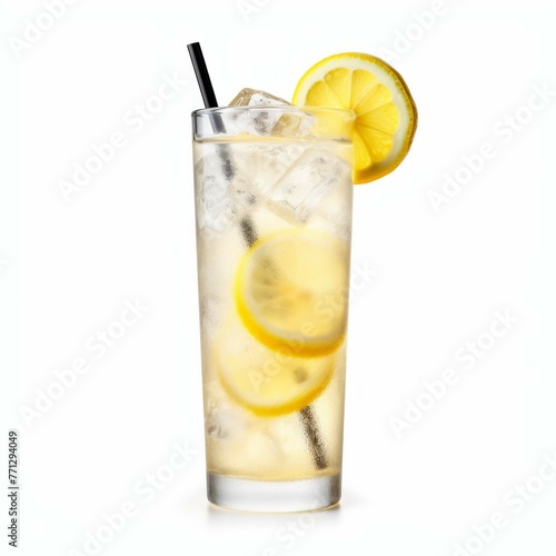 Tom Collins Cocktail, isolated on white background