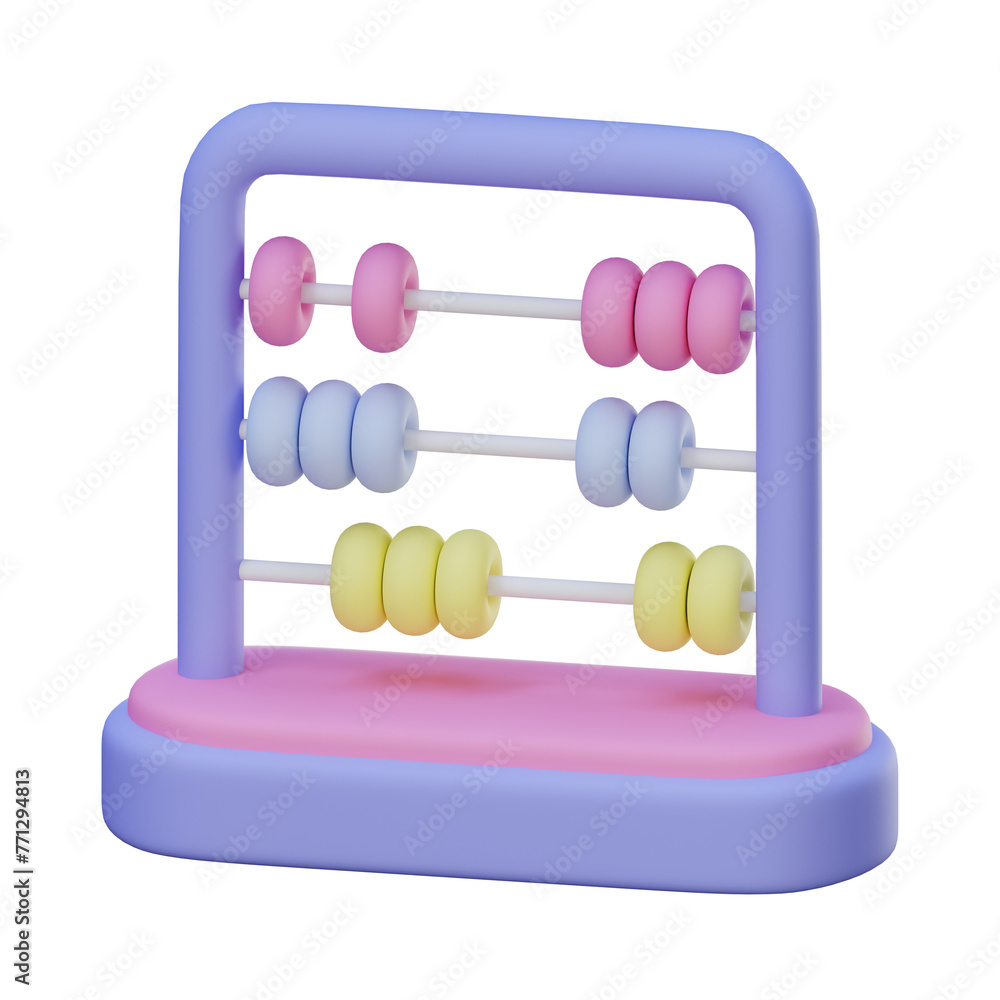 3D render of a traditional abacus icon with pastel colors, ideal for illustrations of education concepts, transparent backgrounds. 3D render of a traditional abacus icon with pastel colors, ideal for illustrations of education concepts, transparent backgrounds.