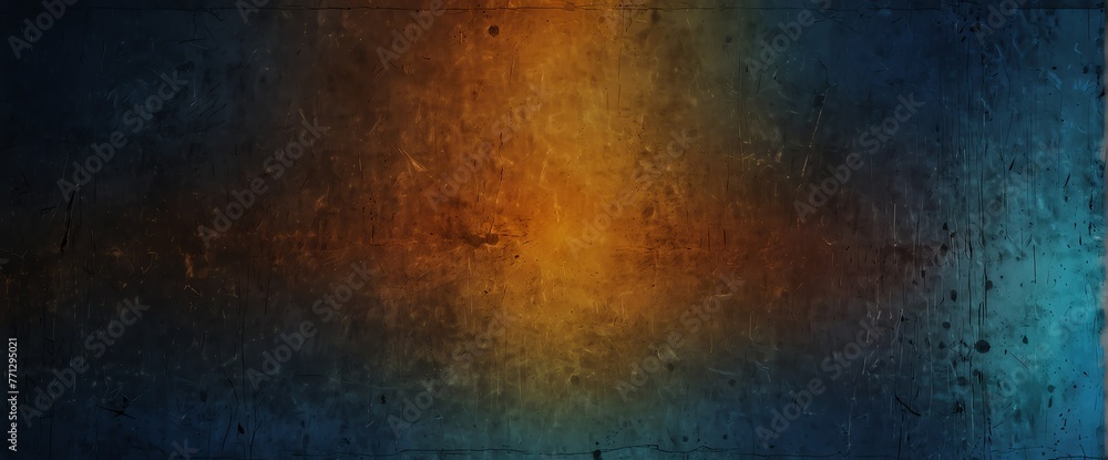 Amber orange to sapphire blue color gradient wall texture grunge rough abstract with scratches and small cracks from Generative AI - obrazy, fototapety, plakaty 