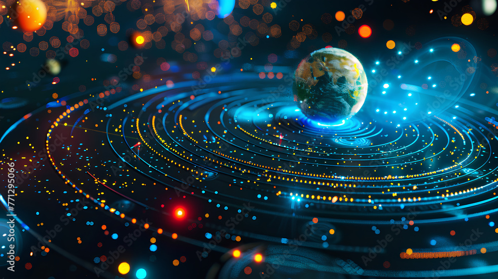 3d bright solar system planets, nebula 3d bright solar system planets, nebula