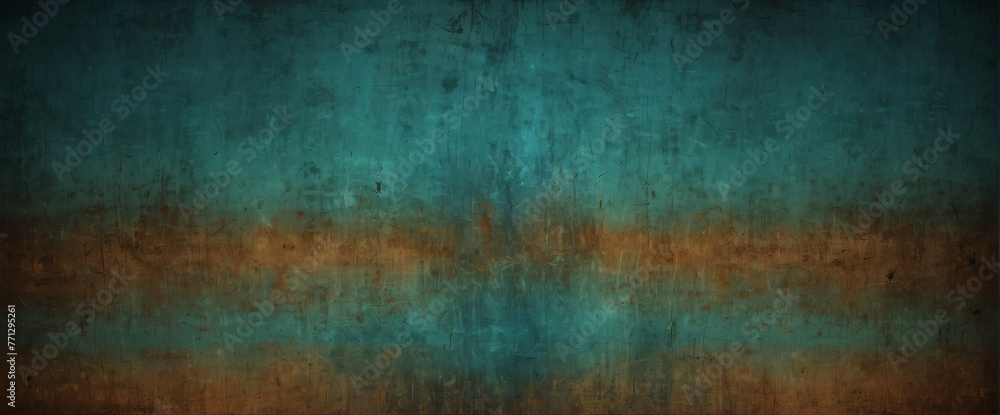 Cinnamon brown to cyan blue color gradient wall texture grunge rough abstract with scratches and small cracks from Generative AI