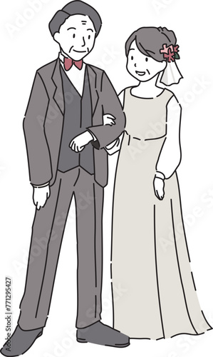 結婚式をする中高年の新郎新婦