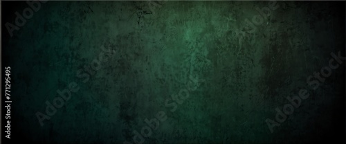 Ebony black to deep forest green color gradient wall texture grunge rough abstract with scratches and small cracks from Generative AI