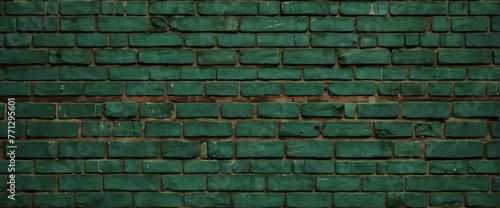 Green brick wall texture grunge rough abstract with scratches and small cracks from Generative AI