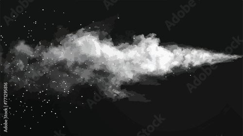 Flying dust particles on a black background Flat vector