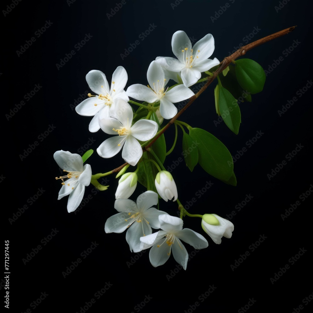 Jasmine Flower, isolated on black background