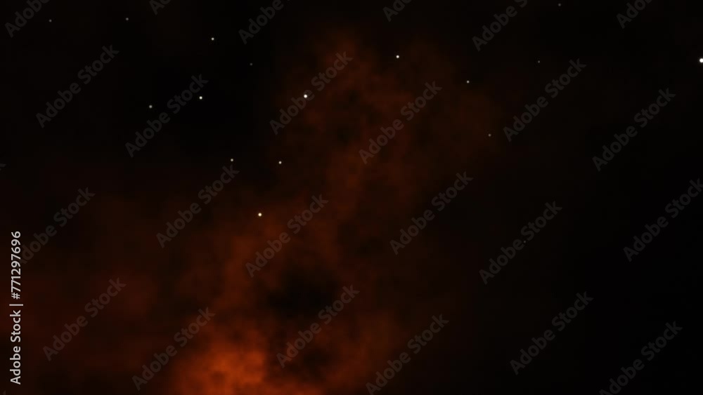 Simulated embers and sparks jump up at the start, followed by smoke lit by offscreen flickering flames in this animated background element. Simulated embers and sparks jump up at the start, followed by smoke lit by offscreen flickering flames in this animated background element.