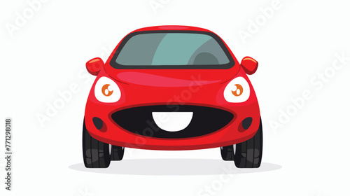 Happy face of red car say hello Flat vector