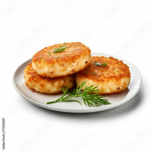 Crab Cakes isolated on white background