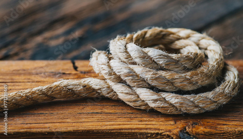 Close Up of Rope on Wooden Surface
