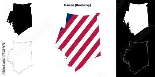 Barren county (Kentucky) outline map set