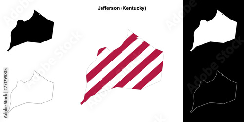 Jefferson county (Kentucky) outline map set