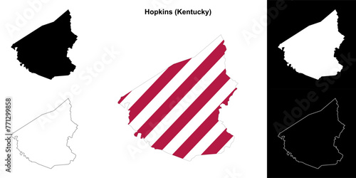 Hopkins county (Kentucky) outline map set photo