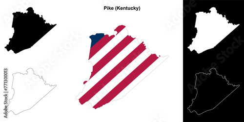 Pike county (Kentucky) outline map set photo