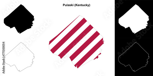 Pulaski county (Kentucky) outline map set