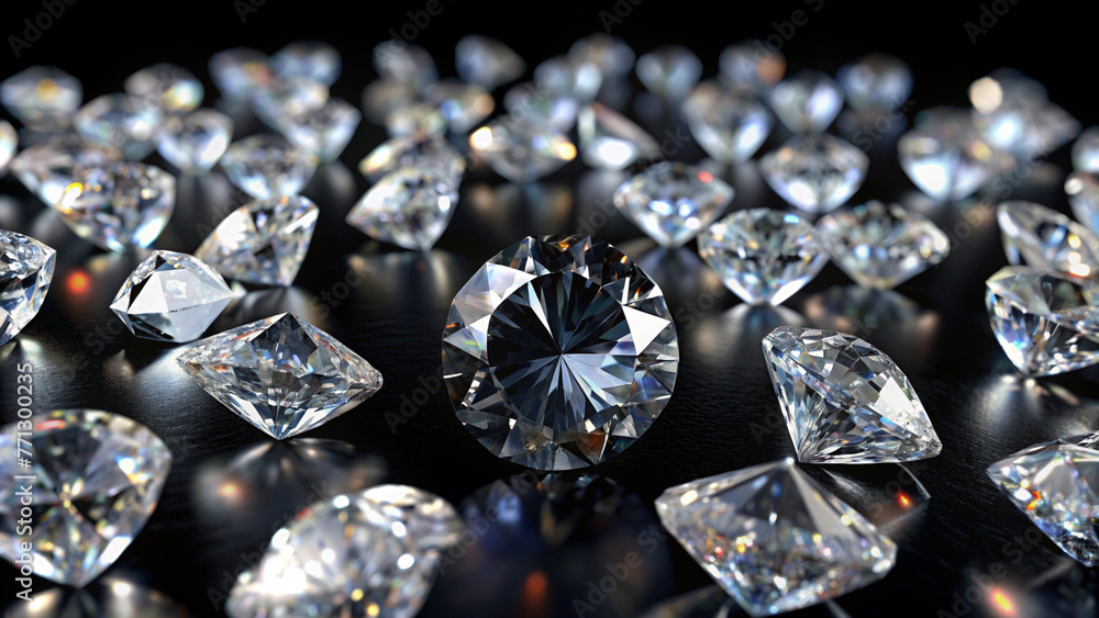 Diamonds on a Black Background. Ai generative
