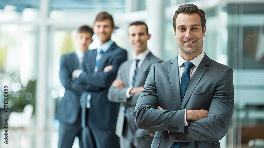 Group of business people standing at the office Group of business people standing at the office