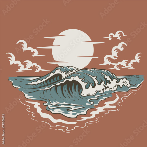 wave in the ocean. Vector illustration 
