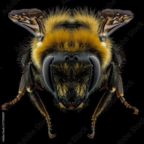 An extreme macro shot of a European Honey Bee.