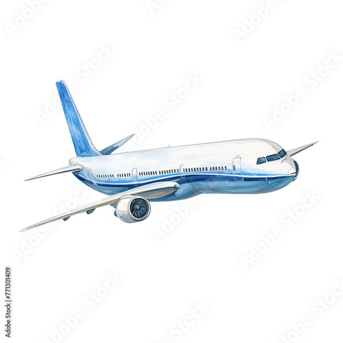 AI-generated watercolor Airplane clip art illustration. Isolated elements on a white background. 