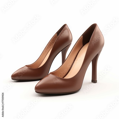 Brown High Heels isolated on white background