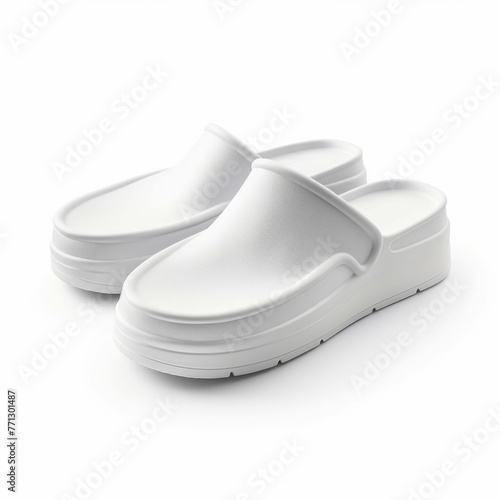 White Slippers isolated on white background