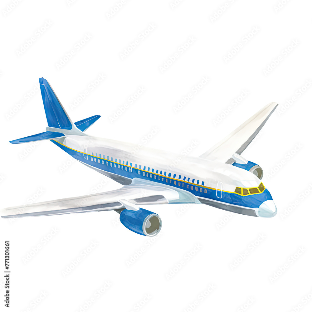AI-generated watercolor Airplane clip art illustration. Isolated elements on a white background. AI-generated watercolor Airplane clip art illustration. Isolated elements on a white background.