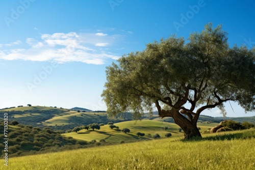 Lush olive grove in the countryside of Tuscany, Italy