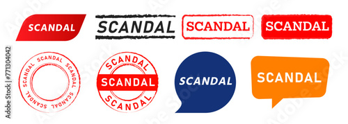 scandal rectangle circle stamp and speech bubble label sticker sign gossip rumor