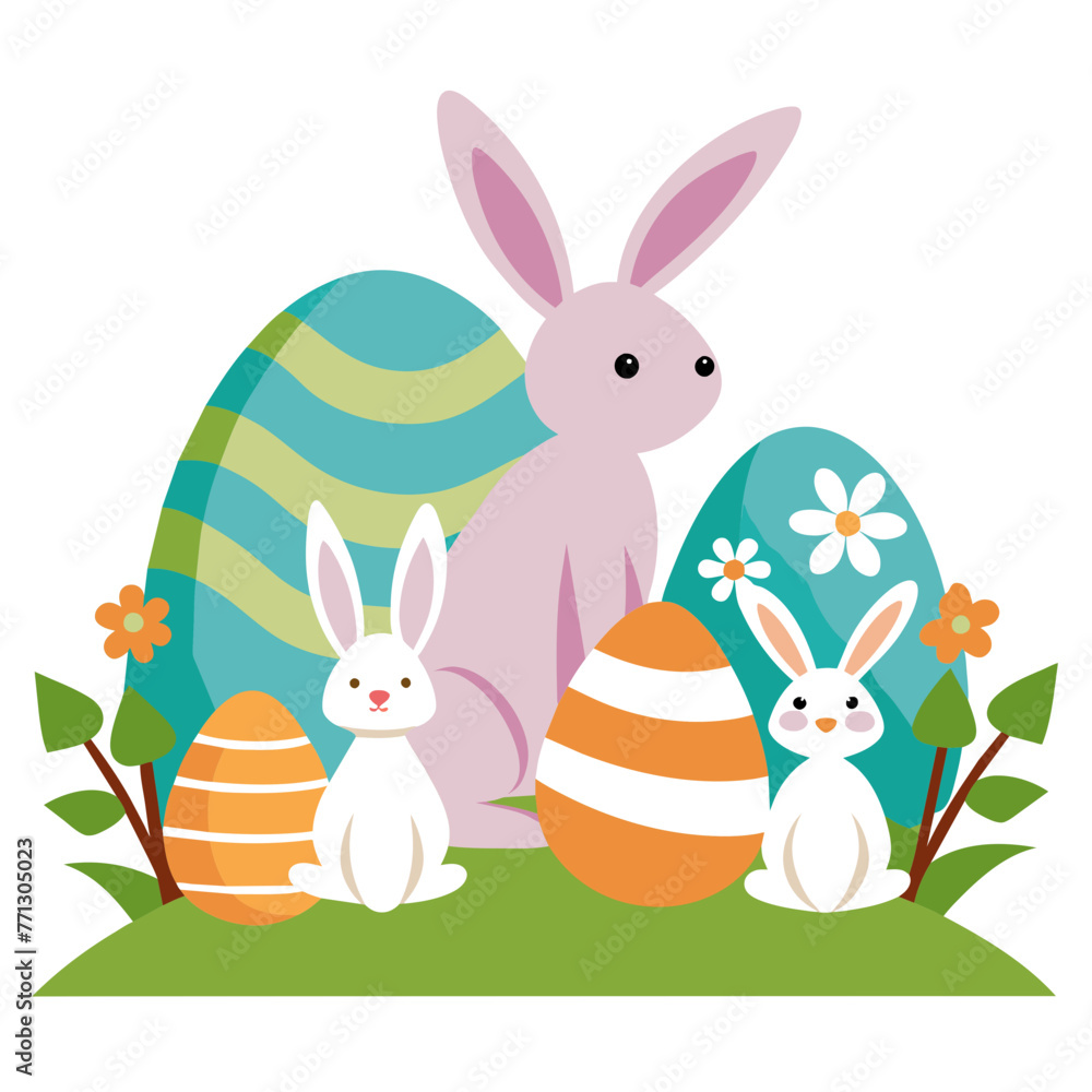 Happy Easter Day Rabbit and Egg Element for Illustration Happy Easter Day Rabbit and Egg Element for Illustration