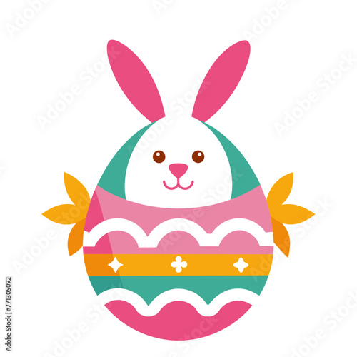 Happy Easter Day Rabbit and Egg Element for Illustration