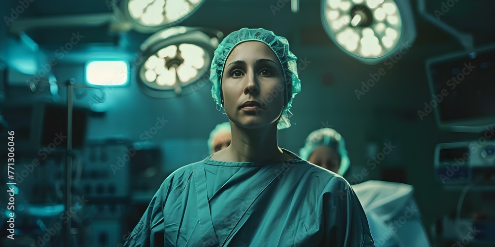 Portrait of a nurse in an operating room showcasing the daily heroism stress and responsibility of healthcare professionals. Concept Healthcare Heroes, Operating Room, Nurse Portrait, Daily Heroism Portrait of a nurse in an operating room showcasing the daily heroism stress and responsibility of healthcare professionals. Concept Healthcare Heroes, Operating Room, Nurse Portrait, Daily Heroism