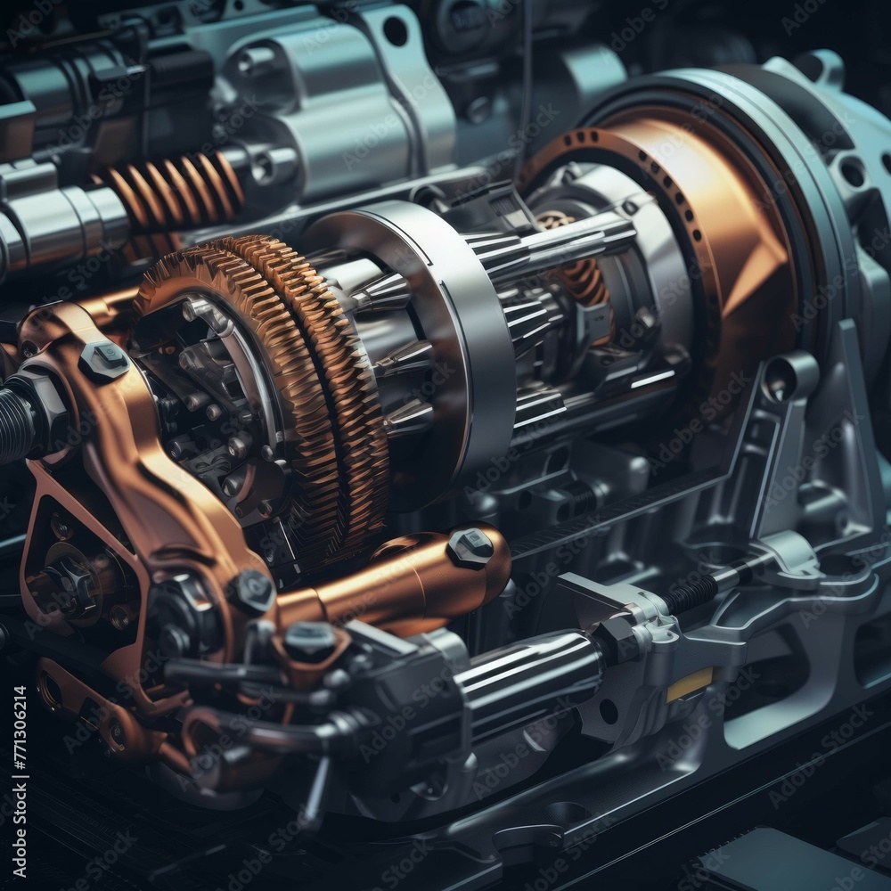 Robotic arm assembling a car engine Robotic arm assembling a car engine