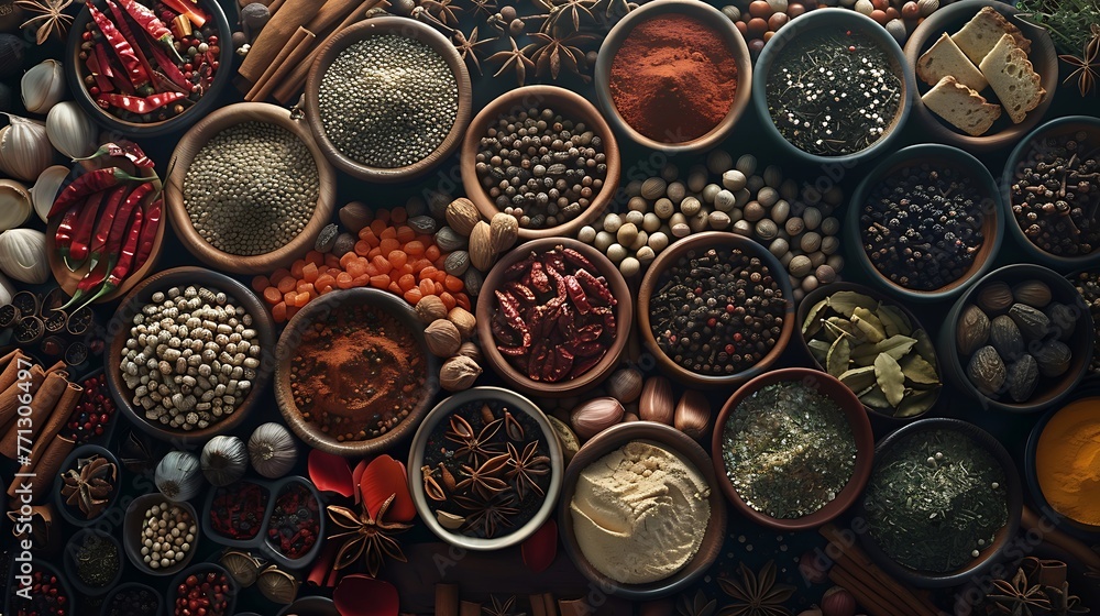 Here is the top view of the seasoning masala generated ai  