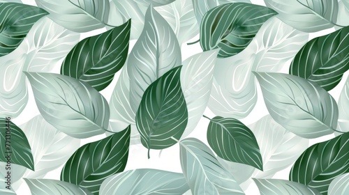 Green Leaves Pattern on White Background © BrandwayArt