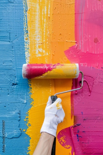 Person Painting Wall With Paint Roller © BrandwayArt